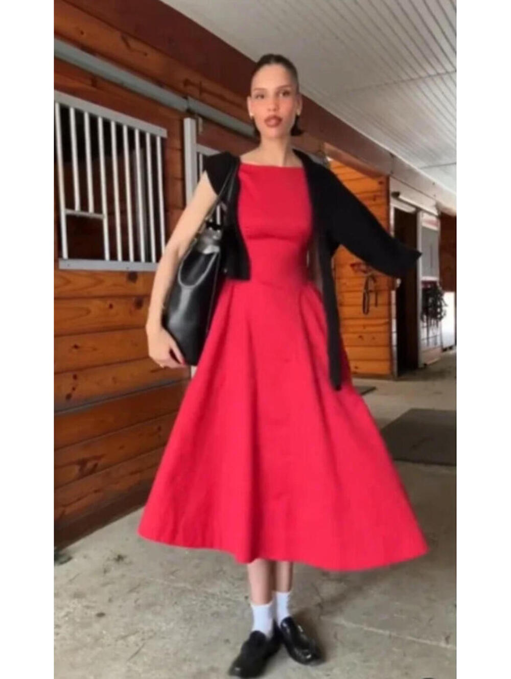 NWT Helsa Stretch Organic Cotton Sateen Midi Dress in Red  SIZE S $298msrp - Picture 4 of 13